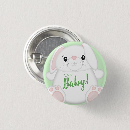 Badge Rond 2,50 Cm Baby shower lapin lapin (Devant & derrière)