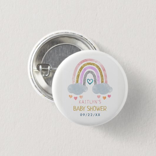 Badge Rond 2,50 Cm Baby shower Little Rainbow (Devant & derrière)