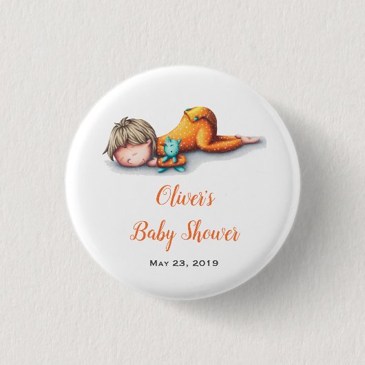 Badge Rond 2,50 Cm Baby shower neutre Bébé dormant (Devant)