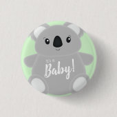 Badge Rond 2,50 Cm Baby shower Ours Koala Vert (Devant)