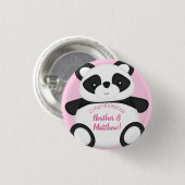 Badge Rond 2,50 Cm Baby shower Ours Panda Rose (Devant & derrière)