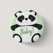 Badge Rond 2,50 Cm Baby shower Ours Panda Vert (Devant)
