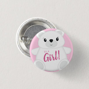 Badge Rond 2,50 Cm Baby shower Ours rose