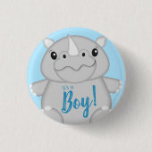 Badge Rond 2,50 Cm Baby shower Rhino bleu (Devant)