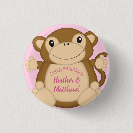 Badge Rond 2,50 Cm Baby shower singe rose (Devant)