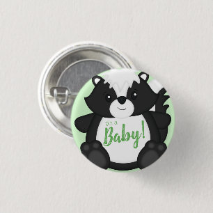 Badge Rond 2,50 Cm Baby shower Skunk Green