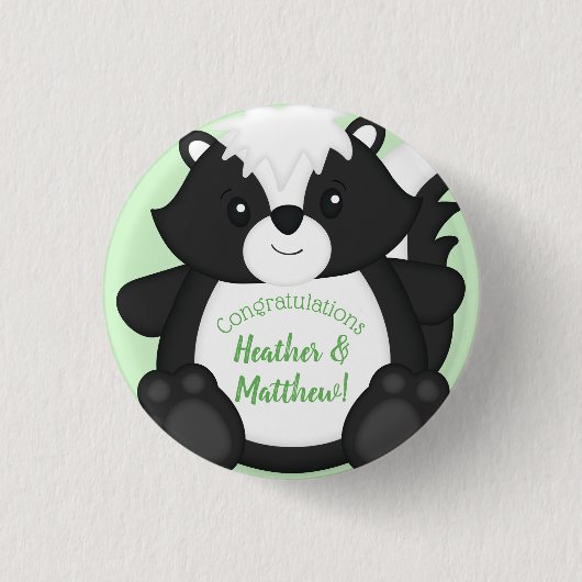 Badge Rond 2,50 Cm Baby shower Skunk Green (Devant)