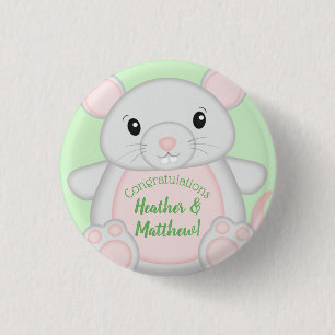 Badge Rond 2,50 Cm Baby shower souris souris vert