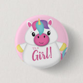 Badge Rond 2,50 Cm Baby shower Unicorne rose (Devant)