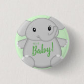 Badge Rond 2,50 Cm Baby shower vert éléphant (Devant)