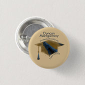 Badge Rond 2,50 Cm Bac Mortarboard de la Marine Gold Graduation (Devant & derrière)