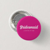 Badge Rond 2,50 Cm Bachelorette Bridesmaid Nom Mariage Hot Pink (Devant & derrière)