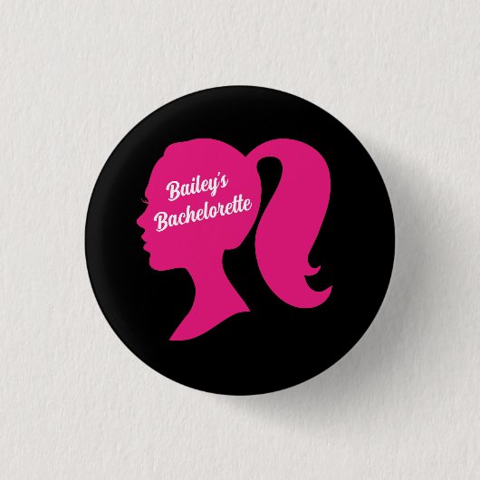 Badge Rond 2,50 Cm Bachelorette rose et noire (Devant)