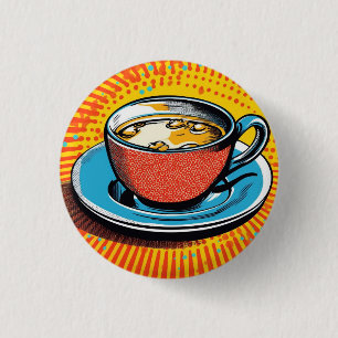 Badge Rond 2,50 Cm Badge, épingle, bouton pop art. Tasse de thé pop a