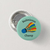Badge Rond 2,50 Cm Badminton Design (Devant & derrière)