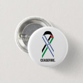 Badge Rond 2,50 Cm Baguette blanche sur les drapeaux du cessez-le-feu (Devant & derrière)