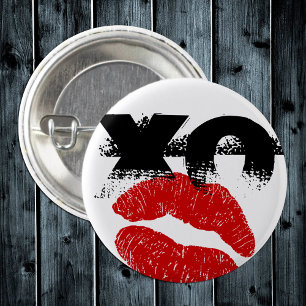 Badge Rond 2,50 Cm Baiser XO XO bouton rétro / Poule, Fête de Fun Sta