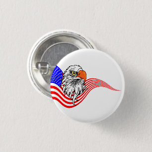 Badge Rond 2,50 Cm Bald Eagle American USA Drapeau Patriotique Art