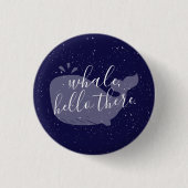 Badge Rond 2,50 Cm Baleine Bleue, Hello There Bouton (Devant)