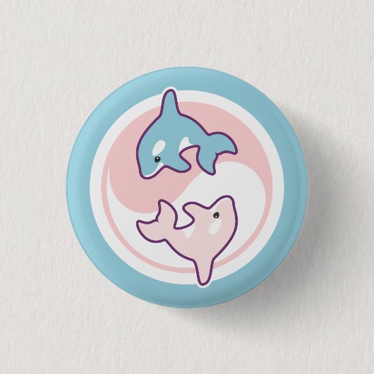 Badge Rond 2,50 Cm Baleine mignonne Yin Yang d'orque (Devant)