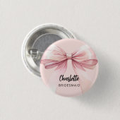 Badge Rond 2,50 Cm balise de nom rose de l'arc de Bridesmaid (Devant & derrière)