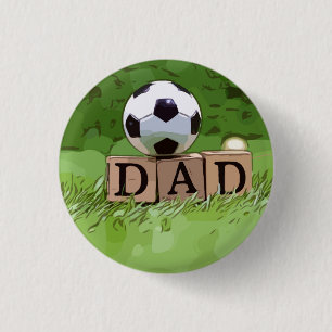 Badge Rond 2,50 Cm Ball de football avec mot DAD pour Fête des père