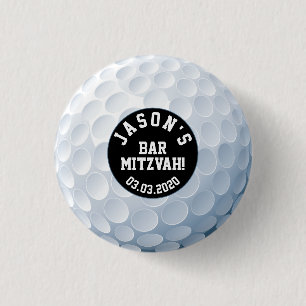 Badge Rond 2,50 Cm Ball de golf Bar Mitzvah Bouton noir blanc