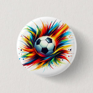 Badge Rond 2,50 Cm Balle de football Splash Futuriste Football Abstra