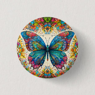 Badge Rond 2,50 Cm Ballet arc-en-ciel d'un papillon