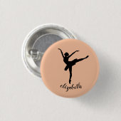 Badge Rond 2,50 Cm Ballet Ballerina sur rose (Devant & derrière)