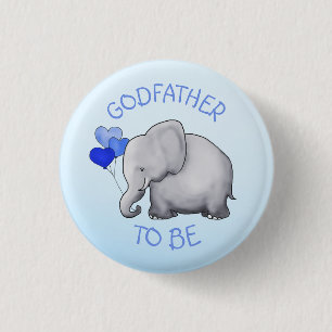 Badge Rond 2,50 Cm Ballons Bleus Éléphant Baby shower Parrain à de