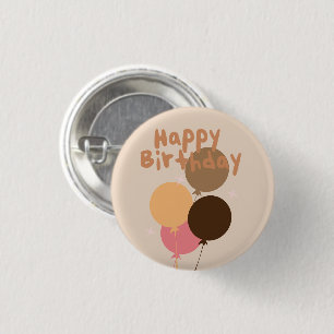 Badge Rond 2,50 Cm Ballons Bohémiens Joyeux Anniversaire