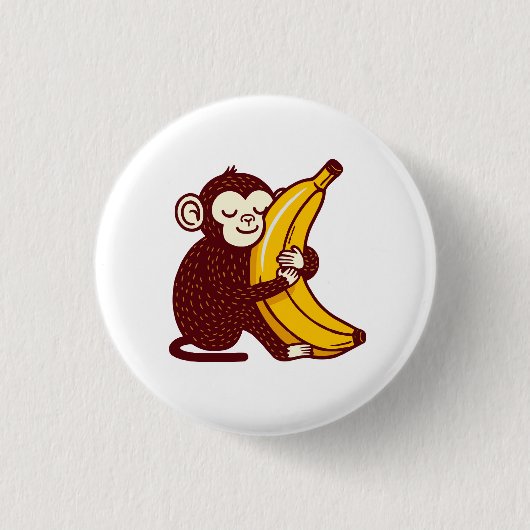 Badge Rond 2,50 Cm Banane d'amour de singe (Devant)