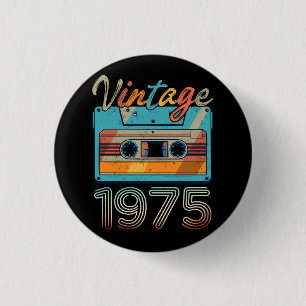 Badge Rond 2,50 Cm Bande de cassette vintage 1975 Rétro 48e anniversa