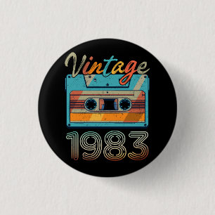 Badge Rond 2,50 Cm Bande de cassette vintage 1983 Rétro 40e anniversa