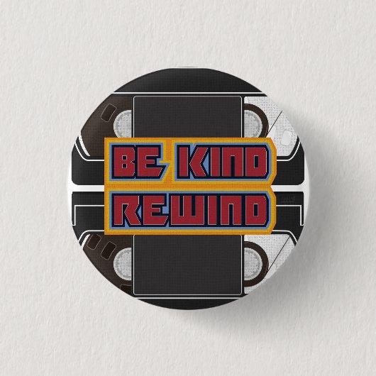 Badge Rond 2,50 Cm Bande VHS Rewind (Devant)