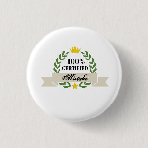 Badge Rond 2,50 Cm Bannière rétro d'erreur certifiée personnalisée