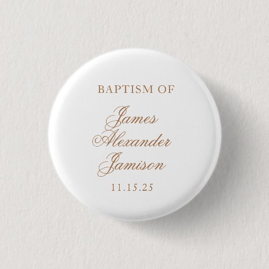 Badge Rond 2,50 Cm Baptême Élégant de Bébé (Devant)
