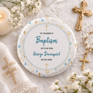 Badge Rond 2,50 Cm Baptême Élégant Fête de Baptême Religieux pour E