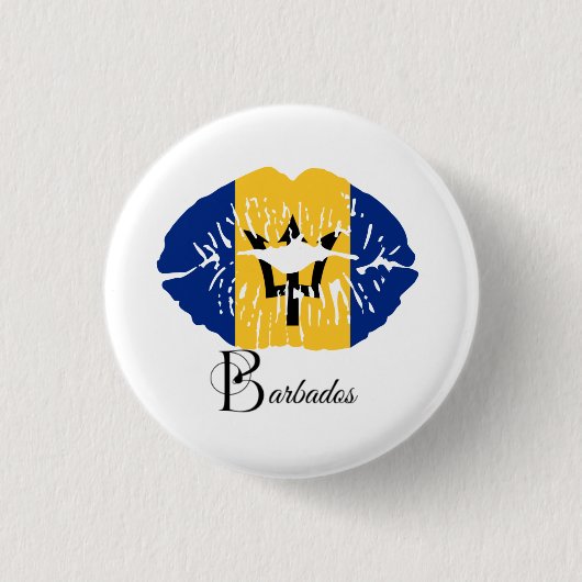 Badge Rond 2,50 Cm Barbados Flag Lips (Devant)