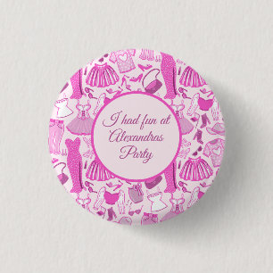 Badge Rond 2,50 Cm Barbiecore Motif de mode rose et rose chaud