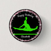 Badge Rond 2,50 Cm Bars de gymnastique Anniversaire en Lime Vert et N (Devant)
