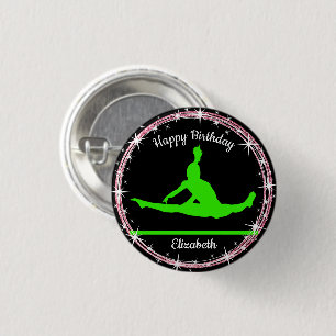 Badge Rond 2,50 Cm Bars de gymnastique Anniversaire en Lime Vert et N