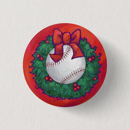 Badge Rond 2,50 Cm Baseball en couronne rouge (Devant)