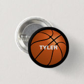 Badge Rond 2,50 Cm Basket-ball, do-it-yourself nom en blanc, noir (Devant & derrière)