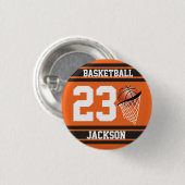 Badge Rond 2,50 Cm Basket-ball personnalisé orange et noir (Devant & derrière)