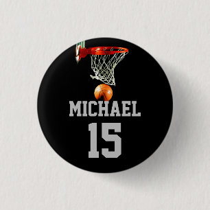 Badge Rond 2,50 Cm Basket-ball Votre nom