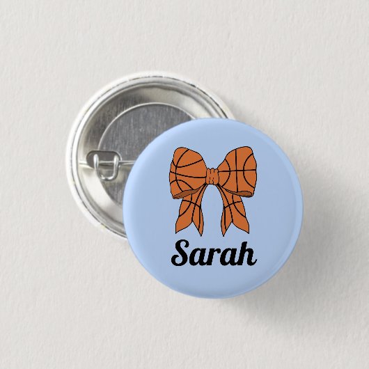 Badge Rond 2,50 Cm Basketball Ribbon Bow Custom Button (Devant & derrière)