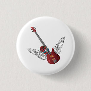 Badge Rond 2,50 Cm Bass Rock and Roll Angel