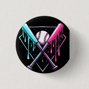 Badge Rond 2,50 Cm Bat de baseball en goutte - Neon Splash Home Plate